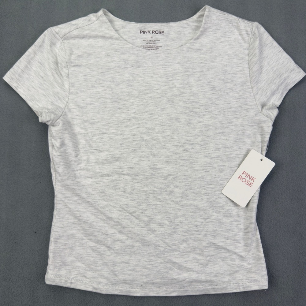 Pink Rose Short Sleeve T-Shirt Size M Heather Gray Kids